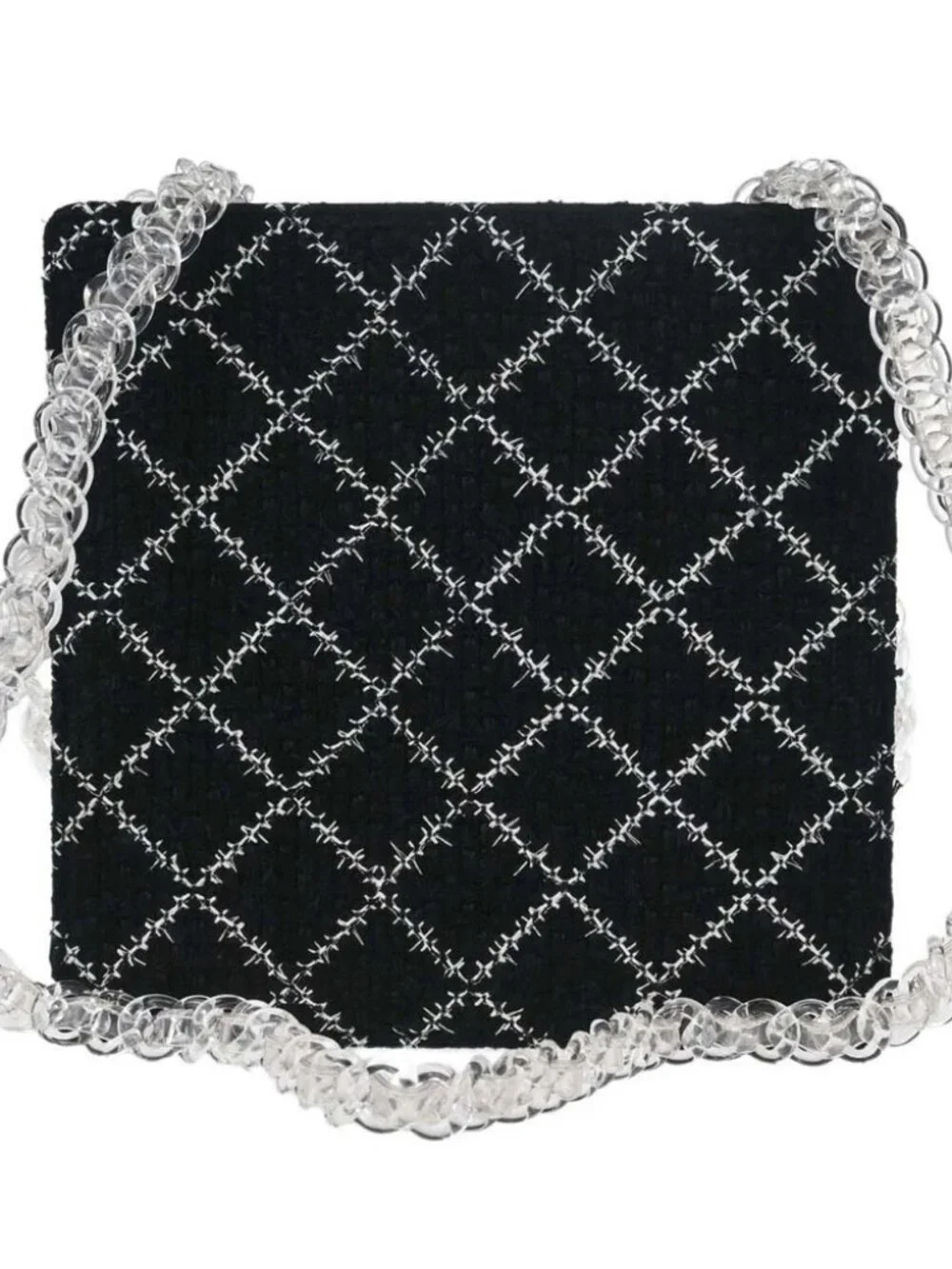Chanel Black Tweed Acrylic Chain Tote Shoulder Bag